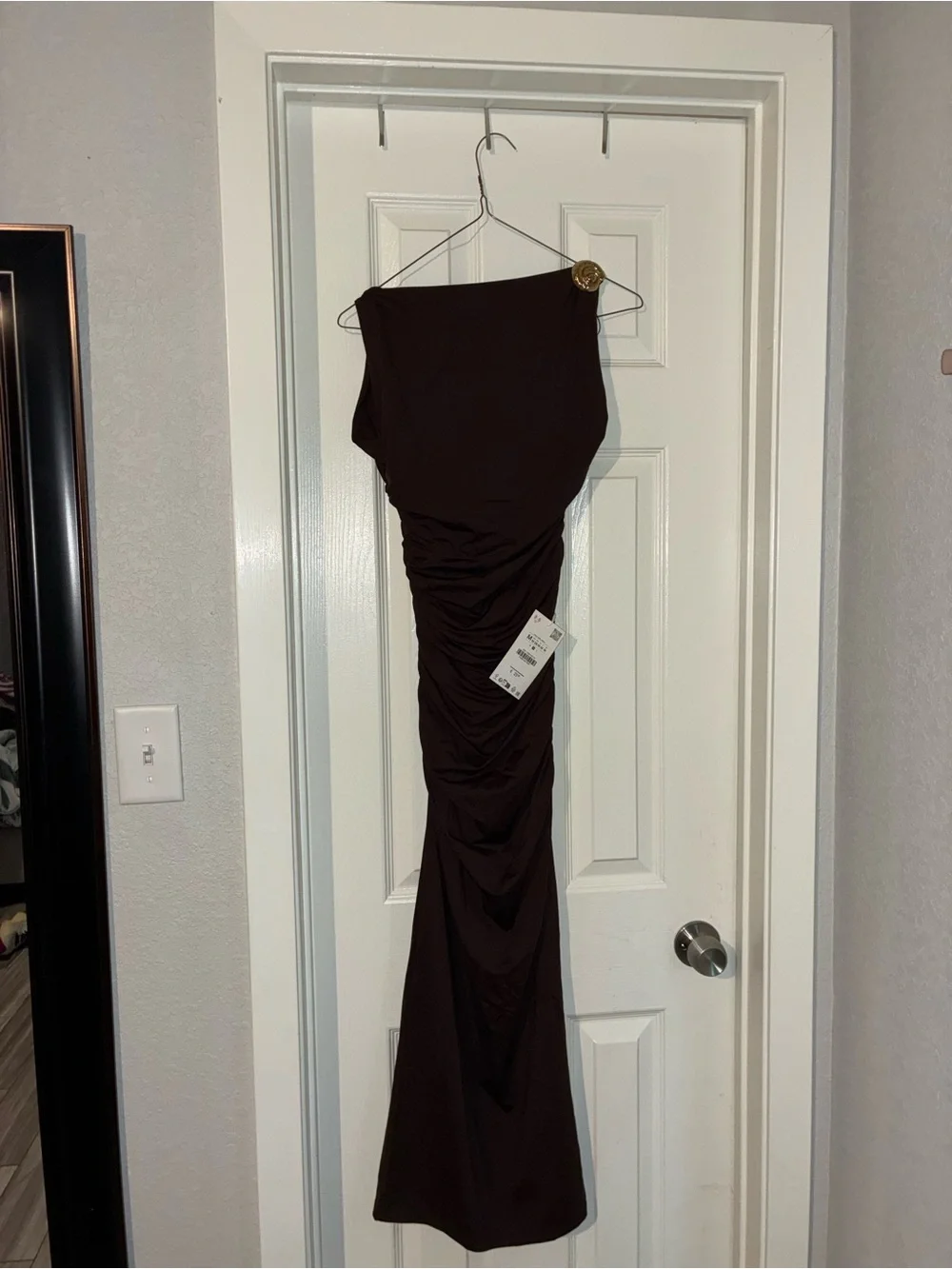 Ruched Dark Brown Dress